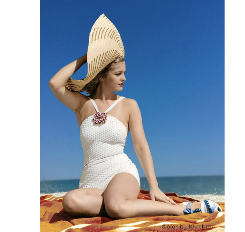vintage photograph woman in one piece bathing suit - Color by Klimbim